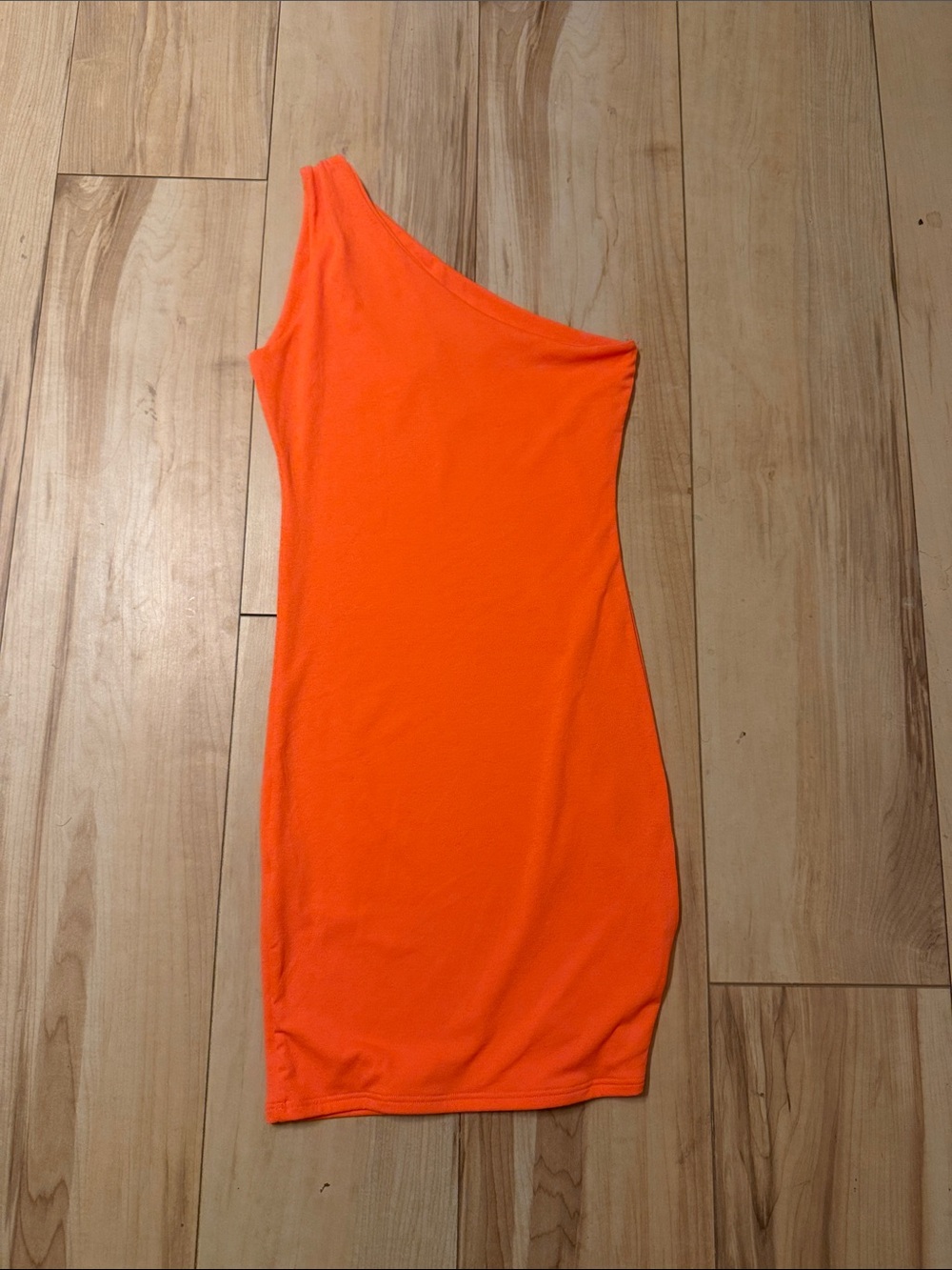 naked wardrobe Neon Orange One-Shoulder Bodycon Dress